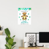 Teddy Bear Flower Floral Baby shower Welcome Poster (Thuiskantoor)
