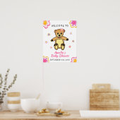 Teddy Bear Flower Floral Baby shower Welcome Sign Poster (Keuken)