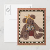 Teddy Bear Flowers Briefkaart (Voorkant / Achterkant)