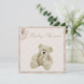 Teddy Bear & Flowers Neutraal Baby shower Kaart (Staand voorkant)