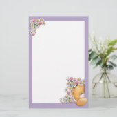 Teddy Bear Flowers Stationery Briefpapier (Staand voorkant)