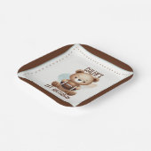 Teddy Bear Football Waterverf 1e verjaardag partij Papieren Bordje (Gebogen)