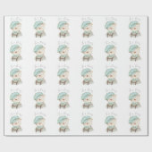Teddy Bear for Baby Script Baby shower Wrapping Cadeaupapier (Vlak)