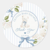 Teddy Bear French Nursery Baby shower Thank you Ronde Sticker (Voorkant)