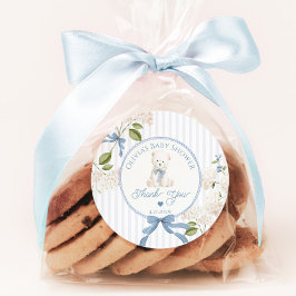 Teddy Bear French Nursery Baby shower Thank you Ronde Sticker