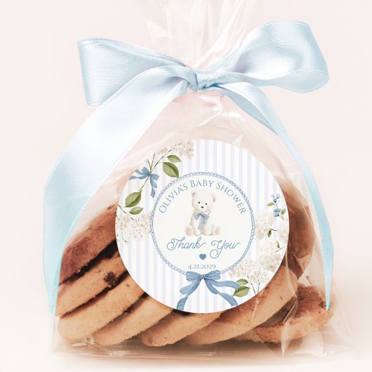 Teddy Bear French Nursery Baby shower Thank you Ronde Sticker