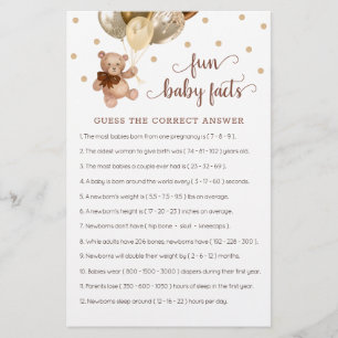 Teddy Bear Fun Baby Fact Baby shower Game