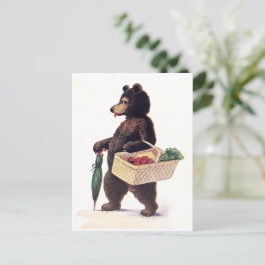 Teddy Bear gaat op de markt Briefkaart (Staand voorkant)