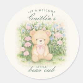 Teddy Bear Garden Baby shower Ronde Sticker