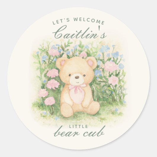 Teddy Bear Garden Baby shower Ronde Sticker (Voorkant)
