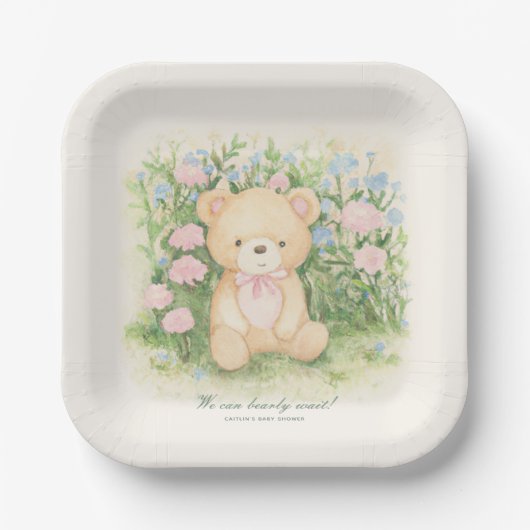 Teddy Bear Garden Classic Baby shower Papieren Bordje (Voorkant)