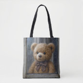 Teddy Bear Gazing Out of a Rainy Window Tote Bag (Voorkant)