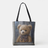 Teddy Bear Gazing Out of a Rainy Window Tote Bag (Achterkant)