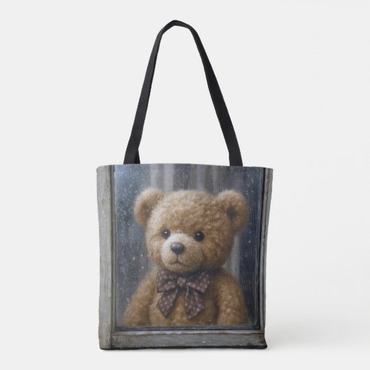 Teddy Bear Gazing Out of a Rainy Window Tote Bag (Achterkant)