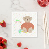 Teddy Bear Gedrukt in koraal Baby shower Servetten (Insitu)