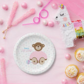 Teddy Bear Gedrukt in roze Baby shower Papier Bord (Feest)