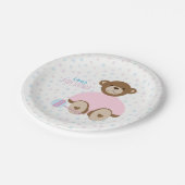 Teddy Bear Gedrukt in roze Baby shower Papier Bord (Gekanteld)