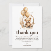 Teddy Bear Gender Neutral Baby shower Bedankkaart (Voorkant)