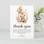 Teddy Bear Gender Neutral Baby shower Bedankkaart (Staand voorkant)