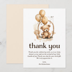 Teddy Bear Gender Neutral Baby shower Bedankkaart