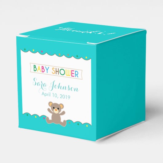 Teddy Bear Gender Neutral Baby shower Bedankt Bedankdoosjes (Voorkant Zijde)