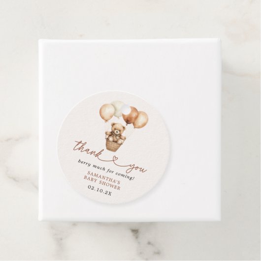 Teddy Bear Gender Neutral Baby shower Bedankt Bedankjes Labels (In situ)
