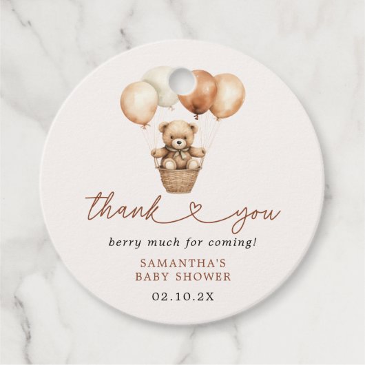 Teddy Bear Gender Neutral Baby shower Bedankt Bedankjes Labels (Voorkant)