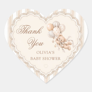Teddy Bear Gender Neutral Baby Shower Hart Sticker
