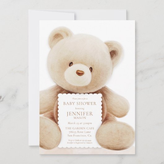 Teddy Bear Gender Neutral Baby shower Kaart (Voorkant)