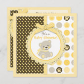 Teddy Bear Gender Neutral Baby shower Kaart (Voorkant / Achterkant)