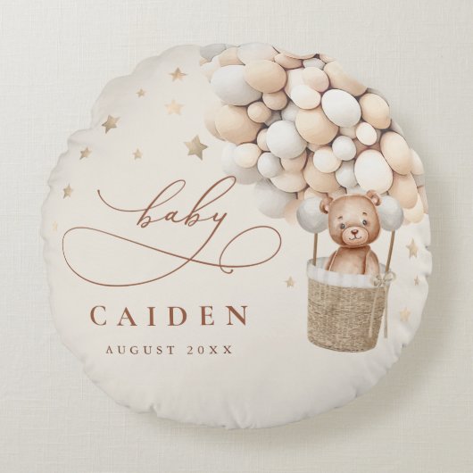 Teddy Bear Gender Neutral Baby shower Nursery Gift Rond Kussen (Voorkant)