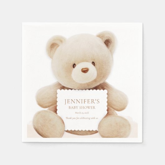 Teddy Bear Gender Neutral Baby shower Paper Servet (Voorkant)