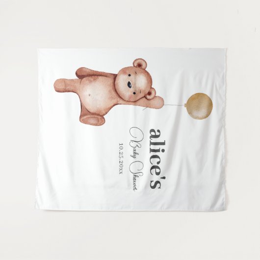 Teddy Bear Gender Neutral Baby shower Wandkleed (Voorkant (horizontaal))