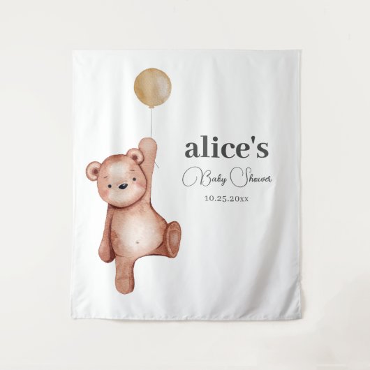 Teddy Bear Gender Neutral Baby shower Wandkleed (Voorkant)