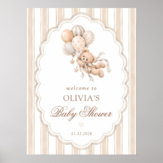 Teddy Bear Gender Neutral Baby Shower Welcome Poster