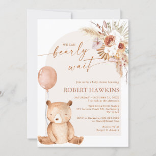 Teddy Bear Gender Neutral Boho Baby shower Kaart