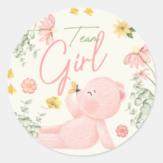 Teddy Bear Gender onthullen het dikterteam Girl Ronde Sticker (Voorkant)
