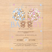 Teddy Bear Gender onthulling Acryl Uitnodigingen (Voorkant)