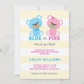 Teddy Bear Gender onthulling Baby shower Uitnodigi Kaart (Voorkant)