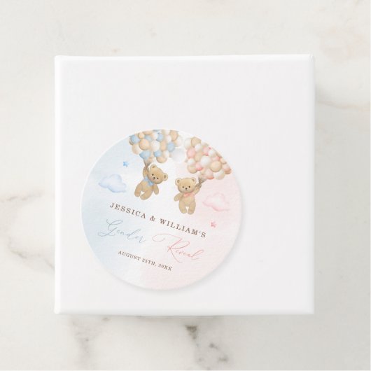 Teddy Bear Gender onthulling Bedankjes Labels (In situ)