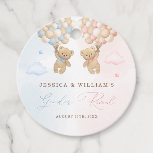 Teddy Bear Gender onthulling Bedankjes Labels (Voorkant)