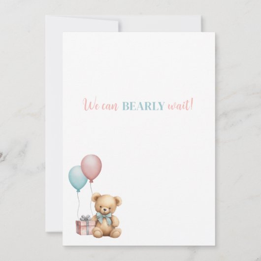 Teddy Bear Gender onthulling Kaart (Achterkant)