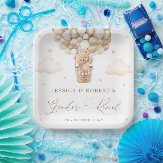 Teddy Bear Gender onthulling Papieren Bordje (Feest)