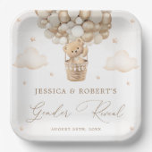 Teddy Bear Gender onthulling Papieren Bordje (Voorkant)