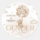 Teddy Bear Gender onthulling Ronde Sticker (Voorkant)