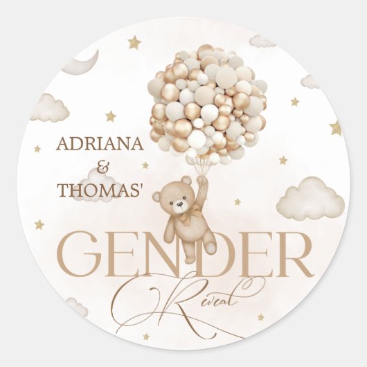 Teddy Bear Gender onthulling Ronde Sticker (Voorkant)