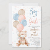 Teddy Bear Gender onthulling Uitnodiging (Voorkant)