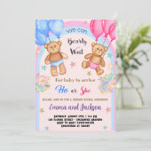 Teddy Bear Gender onthulling Uitnodiging (Staand voorkant)