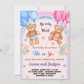 Teddy Bear Gender onthulling Uitnodiging