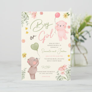 Teddy Bear Gender onthulling Uitnodiging